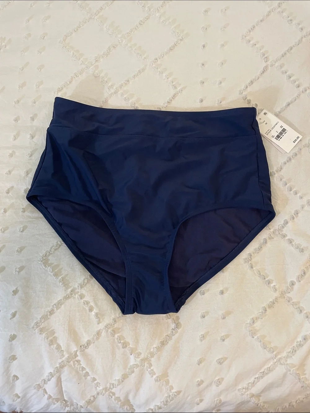 Lands' End Women's High-Waist Swim Briefs - Navy nwt
